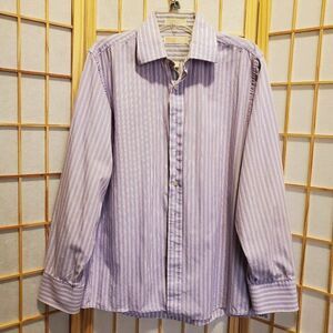 Michael Kors Mens Lavender White Striped Shirt 16
